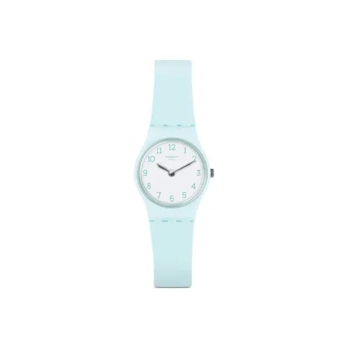 Swatch Quartz Механизм Женские часы 31,4 мм Белый циферблат Пластиковый корпус Часы Силиконовый ремешок