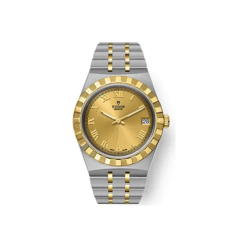 TUDOR Royal Collection Автоматический Механический Механизм Женские Часы 34 мм Золотой Циферблат Стальные Часы Стальной Ремешок