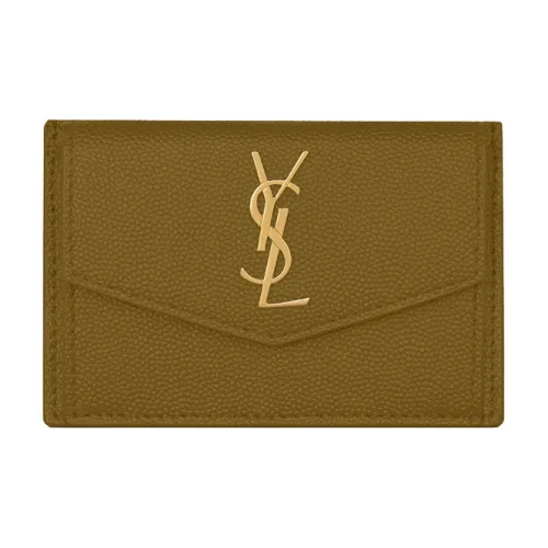 SAINT LAURENT UPTOWN Телячья кожа Держатель для карт Стандартный Женский Оливково-зеленый