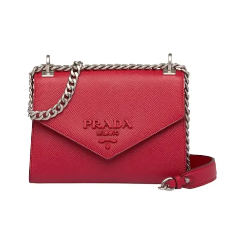 PRADA Saffiano кожа через плечо сумка женская огненно-красного цвета