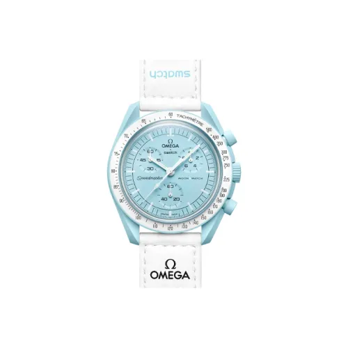 SWATCH Omega Collaboration Collection Кварцевый механизм Унисекс Часы 42 мм Синий циферблат Биокерамика Чехол для часов Тканевый ремешок