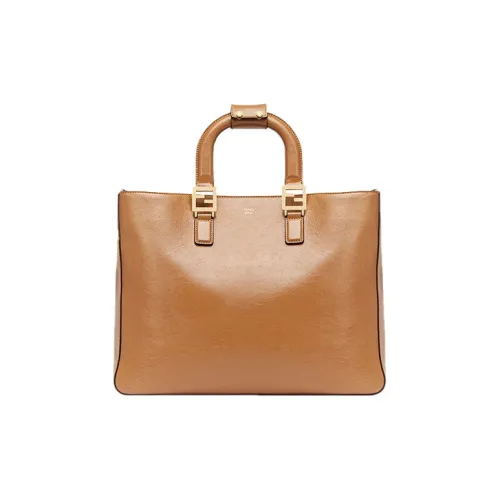 FENDI Кожа Тоут Сумка через плечо Сумка среднего размера Женская Коричневая