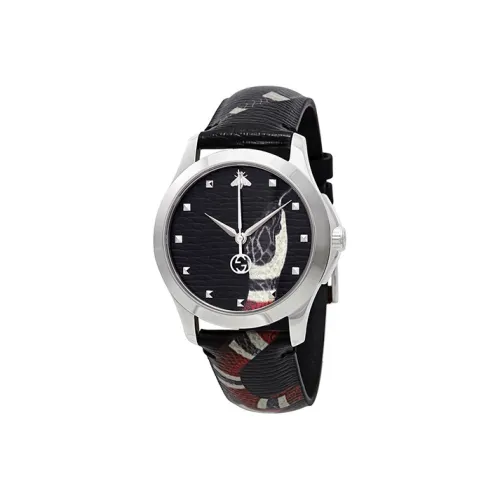 GUCCI G Timeless Collection Кварцевые часы Естественная кожа Ремешок Черный циферблат Унисекс