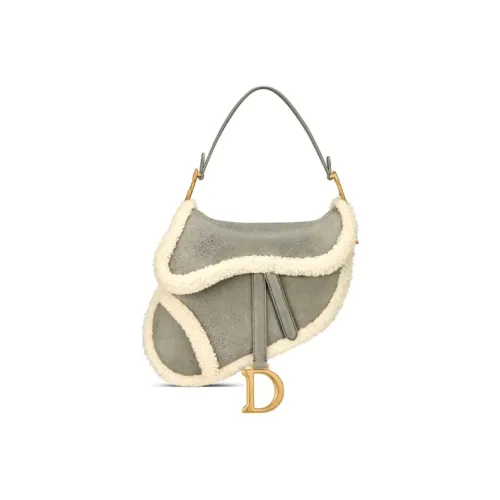DIOR Saddle Sheepskin Bag Women's Gray DIOR Седло Овчина Сумка Женская Серый