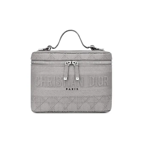 DIOR Холст Сумка Холст Сумка Makeup Bag Женская Серый