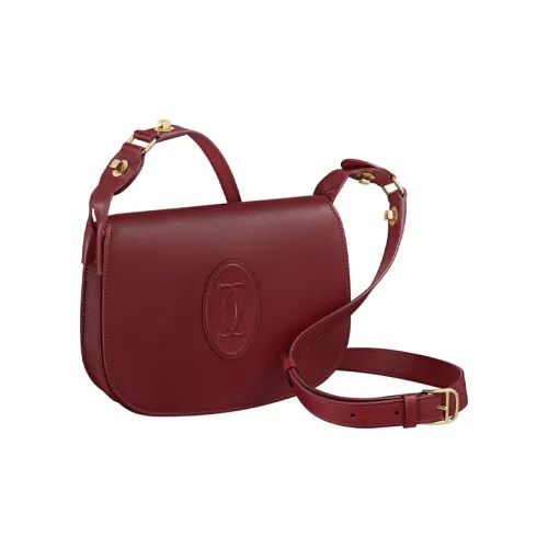 Cartier Carnassière Телячья кожа Седло Сумка Сумка через плечо Женская Бургунди