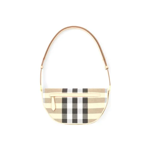 Burberry OLYMPIA Клетка Холст Кожа Ellenpya Полумесяц Сумка Портативная Сумка через плечо Сумка на плечо Женская Бежевая