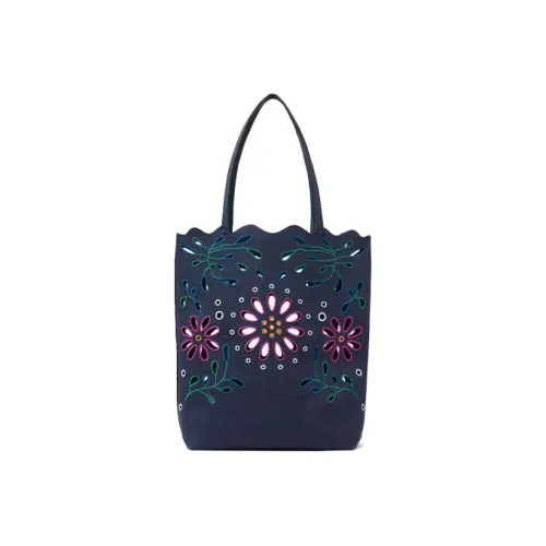 Chloe Chloé сумки Linen Bright Calfskin Tote Bag Shopping Bag Shoulder Bag Handbag Large Women's Navy Blue