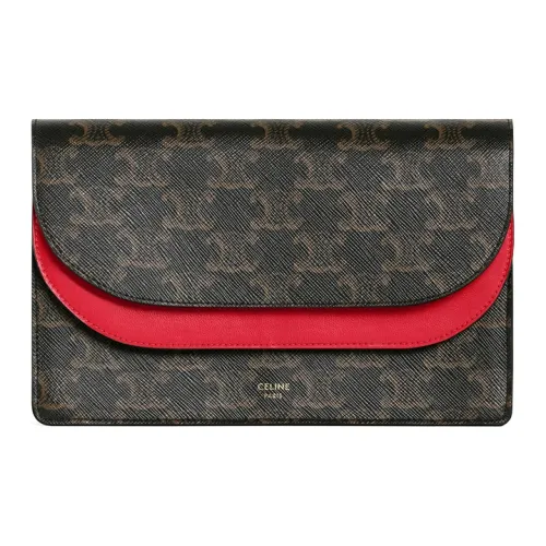 CELINE Triomphe Холст Овчина Сумка через плечо Женская Красная