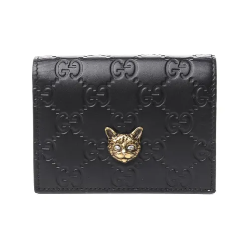 GUCCI Кожа Кошелек Держатель для карт Женские Черный