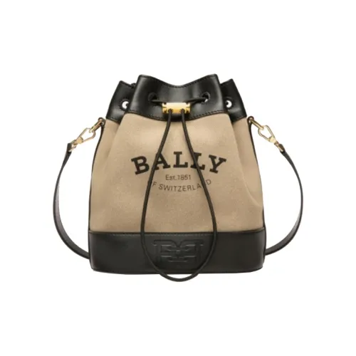 BALLY Кожаная отделка ведрообразная сумка сумка через плечо женская песочный чайный коричневый и черный