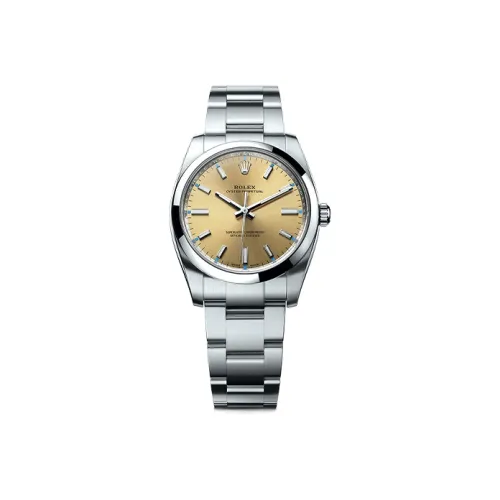 Rolex Автоматический Механический Механизм Мужской Часы Oyster Perpetual 34 мм Желтые