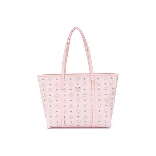 MCM Покрытый холст Тоут Сумка Сумка для покупок Сумка на плечо Средний Женская Розовая