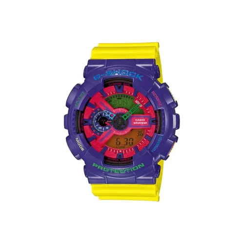 CASIO Liquid Crystal Analog Dual Display Series Кварцевый механизм Смольный ремешок Часы Мужские Красный циферблат часов