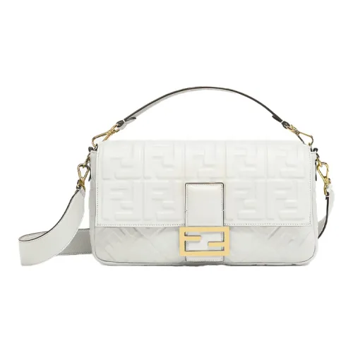 FENDI Baguette Кожа Сумка через плечо Сумка на плечо Большая Женская Белая