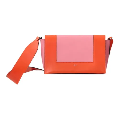 CELINE Frame Коровья кожа Сумка на плечо Средний Женский Оранжевый Ярко-розовый