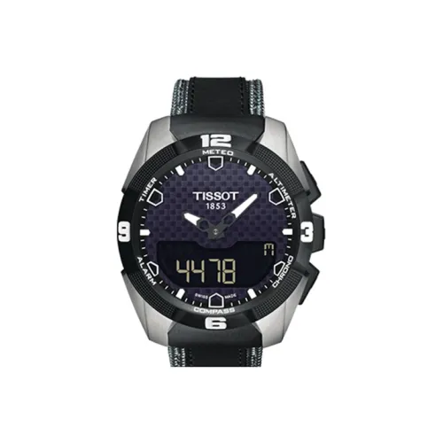 TISSOT Quartz Механизм Мужские часы Циферблат 45 мм Черный Титан Корпус Часы Кожаный ремешок T091,420.46,051.01