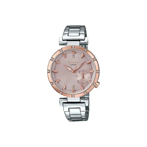CASIO SHEEN Collection Кварцевый механизм нержавеющая сталь ремешок женские часы розовый циферблат SHE 4051SG 4AUDF