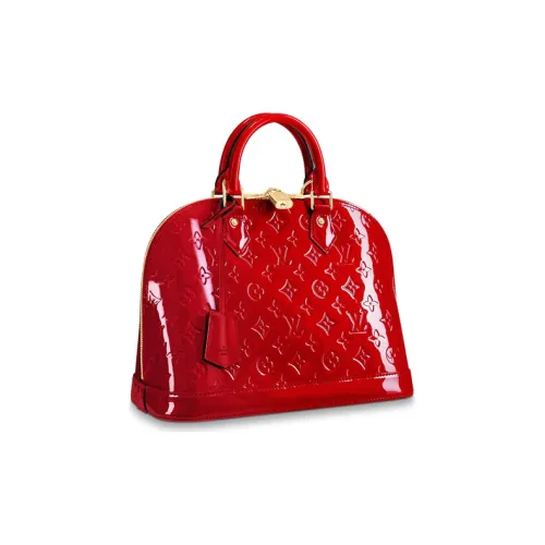 LOUIS VUITTON Alma Лакированная кожа Купольная сумка Маленькая Женская Красная