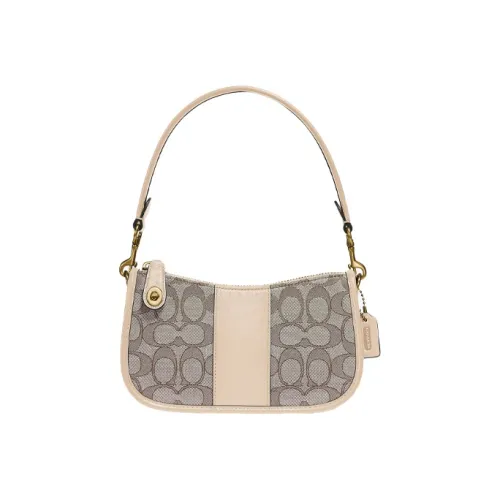 COACH Swinger Коровья кожа Сумка на плечо Маленькая сумочка Сумка через плечо Маленькая женская Экрю Монограмма