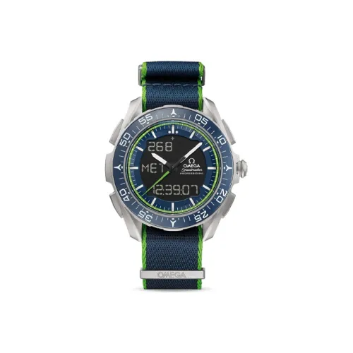 OMEGA SPEEDMASTER Collection Кварцевый механизм Мужские часы Часы 45 мм Синий циферблат Титан Корпус Часы Тканевый ремешок