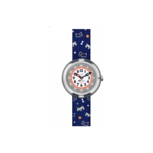 Swatch Quartz Механизм Детские часы 31 мм Белый циферблат Пластиковый корпус Часы Тканевый ремешок