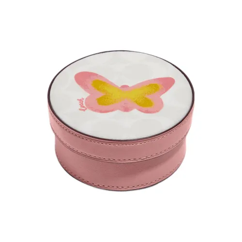 COACH Ювелирные украшения Bo Гладкая кожа Косметичка Мини Женские Вишневый цветок Розовый и Белый