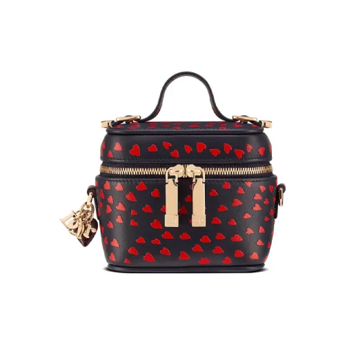 DIOR Lady Dior Коровья кожа Сумка Сумка через плечо Сумка через плечо Косметичка Женская Морской синий Красный