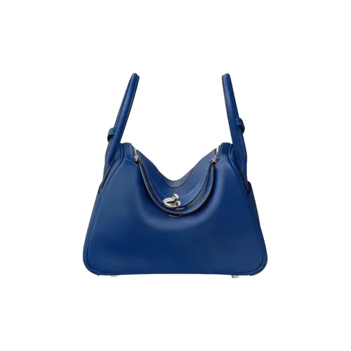 HERMES Lindy Swift Телячья кожа Портативная Сумка через плечо Сумка на плечо Стандартная Женская Королевский синий Мятно-зеленый