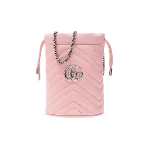GUCCI GG Marmont Quilted Кожа Ведрообразная Сумка-Сумка с цепочкой-Сумка через плечо Мини Женская Розовая Конфетная Единорог