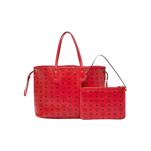 MCM Liz Visetos Искусственная кожа Сумка Сумка через плечо Сумка через плечо Тоут Большая Женская Страстная Красная