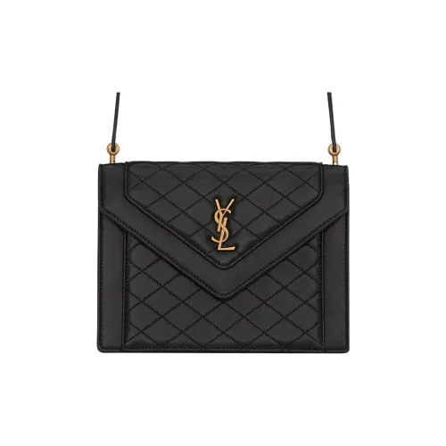 SAINT LAURENT Gaby Лакированная поверхность Овчина Конверт Сумка через плечо Мини Женская Черная