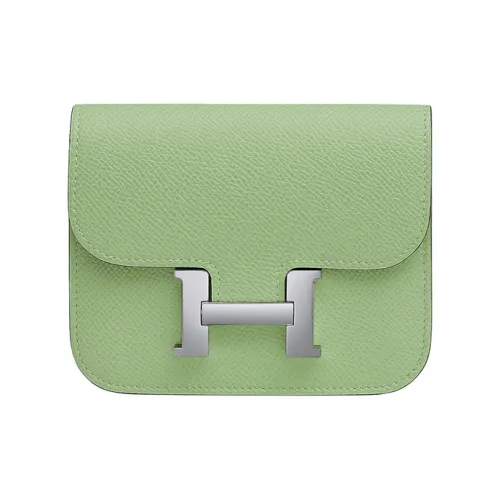 HERMES Constance Slim Epsom Телячья кожа Бананка Женские 3i Vert Criquet Авокадо-зеленый