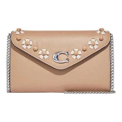 COACH Сумка-конверт из галечной кожи сумка через плечо маленькая женская молочно-чайного цвета