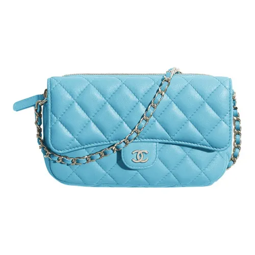 CHANEL Чехол для телефона из кожи унисекс небесно-голубой