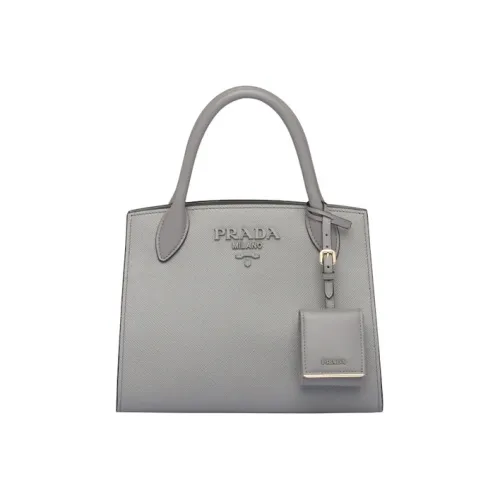 PRADA Монохромный Кожа Тоут Сумка Сумка для покупок Ручная сумка Сумка через плечо Женская Мраморный серый