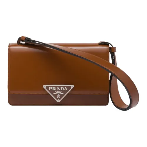 PRADA Блестящая кожа сумка через плечо сумка на плечо женская коричневая