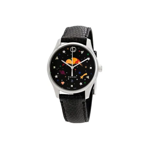 GUCCI G Timeless Collection Кварцевые часы Кожаный ремешок Черный циферблат Унисекс