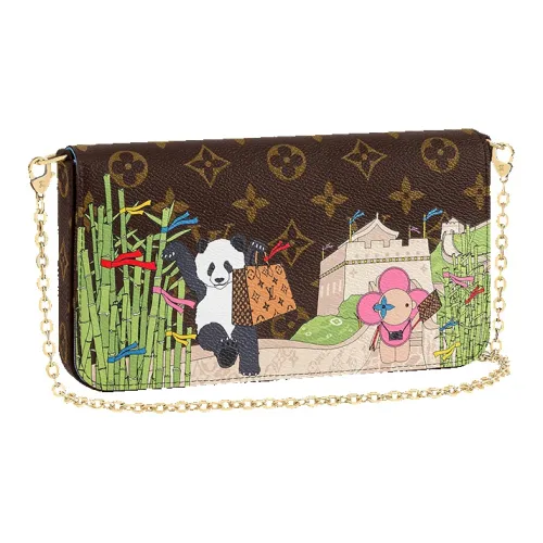 LOUIS VUITTON Pochette Felicie Холст с тканью 3 в 1 Сумка с цепочкой Сумка через плечо Сумка на плечо Стандартная Женская Коричневая