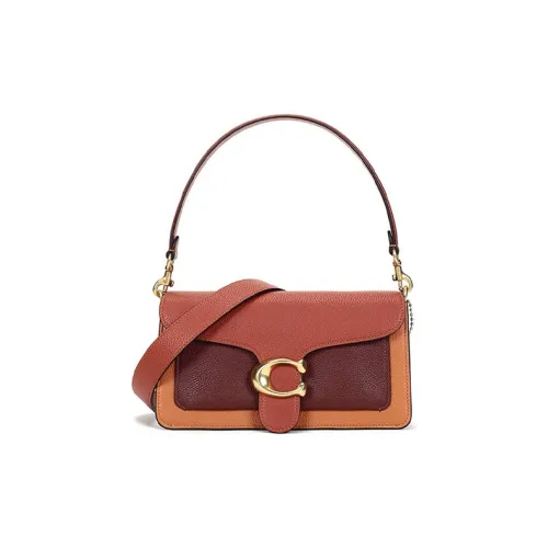 COACH Tabby Кожа GOD OF Вино Сумка Сумка на плечо Портативная Сумка через плечо Женская Коричневая и Оранжевая Многоцветная