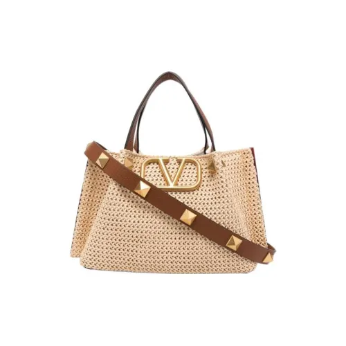 Valentino Натуральная соломенная сумка с кожаными вставками сумка через плечо стандартная женская коричневая