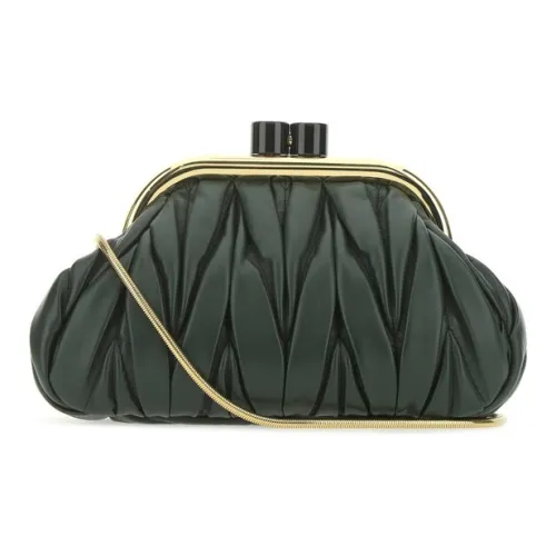 MIU MIU Напп Кожа с Хлопком Дизайн Клатч Женский Зеленый