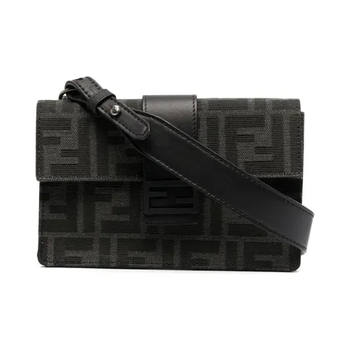 FENDI Жаккард Холст Кожа Сумка Холст Сумка Сумка-багет Клатч Сумка через плечо Стандартная Мужская