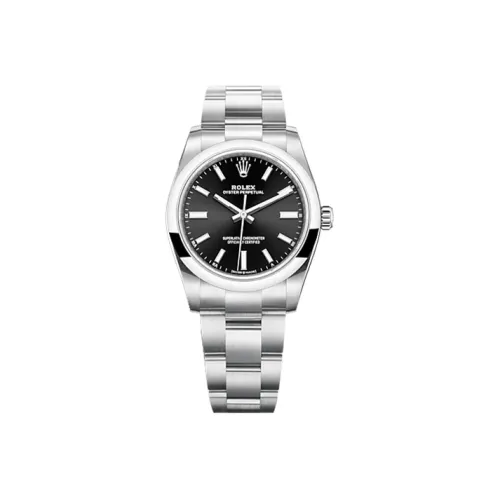 ROLEX Автоматический Механический Movement Унисекс Oyster Perpetual Часы 34 мм Черные