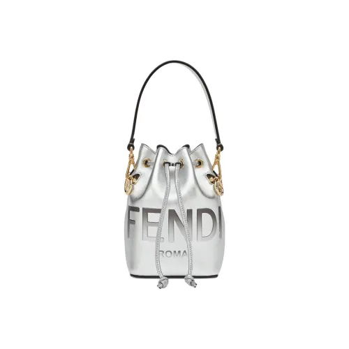 FENDI Mon Tresor Телячья кожа Ведрообразная сумка Сумка через плечо Сумка мини Women's Silver