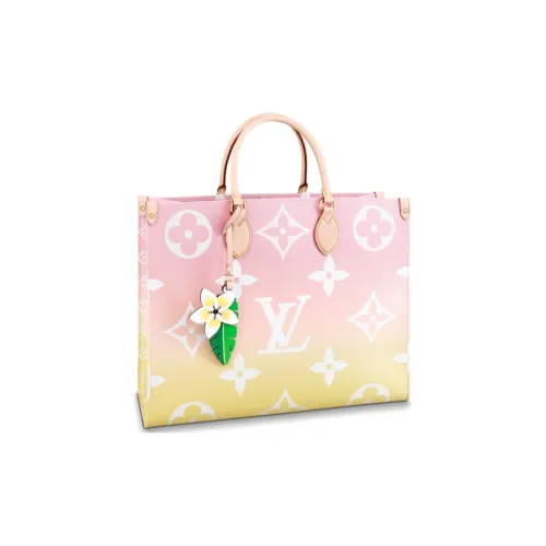 LOUIS VUITTON Летняя ткань сумка-тоут сумка для покупок сумка через плечо большая женская конфетный цвет градиент светло-розовый