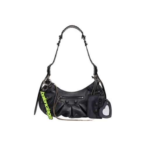 Balenciaga Le Cagole Коровья кожа Сумка Сумка-полумесяц Сумка-пельмень Сумка-полумесяц Сумка на плечо Маленькая Женская Темно-синий