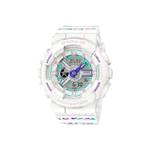 CASIO Baby G Кварцевый механизм Смольный ремешок Часы Женские Белый циферблат
