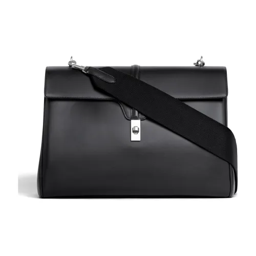 CELINE 16 Гладкая Телячья Кожа Сумка через плечо Мужская Черная Серебряная