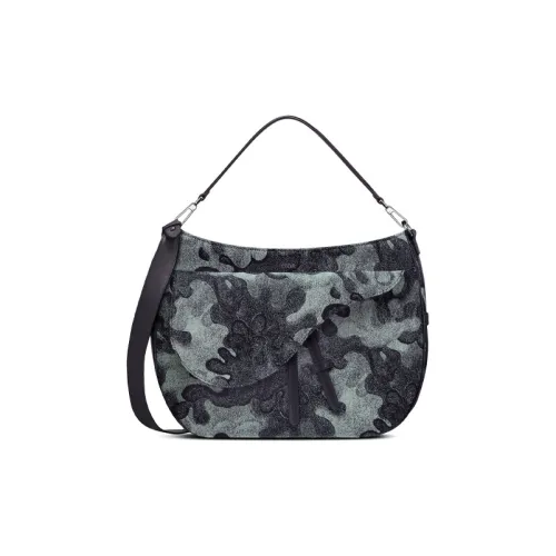 DIOR PETER DOIG Коллаборация Седло Деним Жаккард Узор Одно плечо Ручная сумка Сумка через плечо Мужской Камуфляж